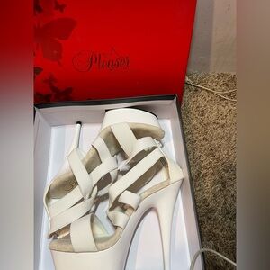 Pleaser Elegant White Strappy Heels